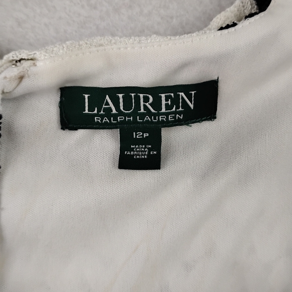 Ralph Lauren Stripe Crochet Dress Size Woman's 12 Petite Retail $175 - Picture 4 of 5